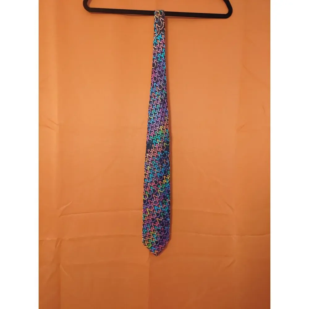 Missoni Cravatte Rayon Multicolor Saw Wave Pattern Made in Italy 58